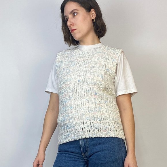 Vintage 80s NUBBY PASTEL Sweater Vest! Small - Picture 6 of 6